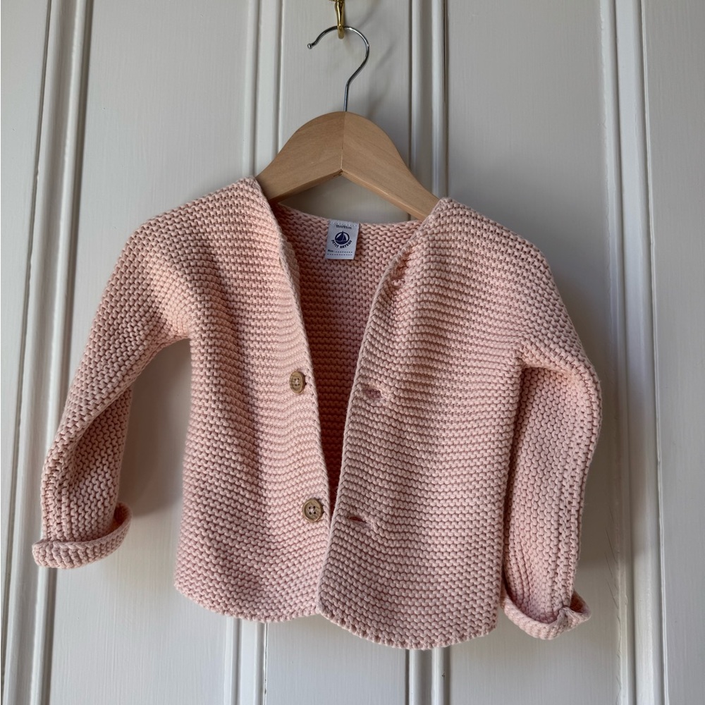 Like new Petite Beteau Pink Knit Baby Cardigan size 18 month